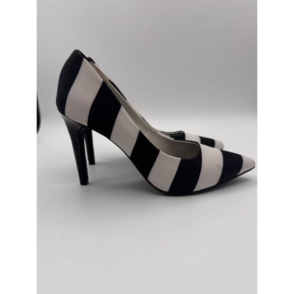 Christian Siriano Black and White Striped Stiletto Pumps, Size 6 Heels Shoes - Picture 1 of 11